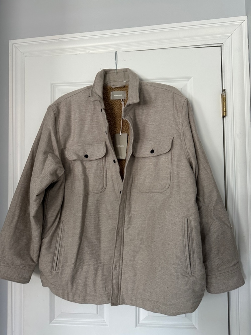 Everlane Men’s Tan Sherpa-Lined Field Jacket